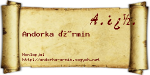 Andorka Ármin névjegykártya